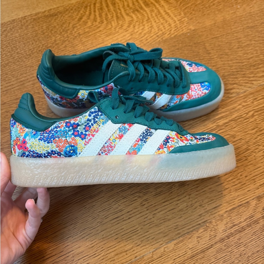 Adidas Sambae x Liberty London sneakers sz 7.5 green EUC